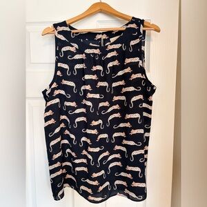 Loft Outlet Sleeveless Blouse Size Large Leopard Design Wild Animal Print W9